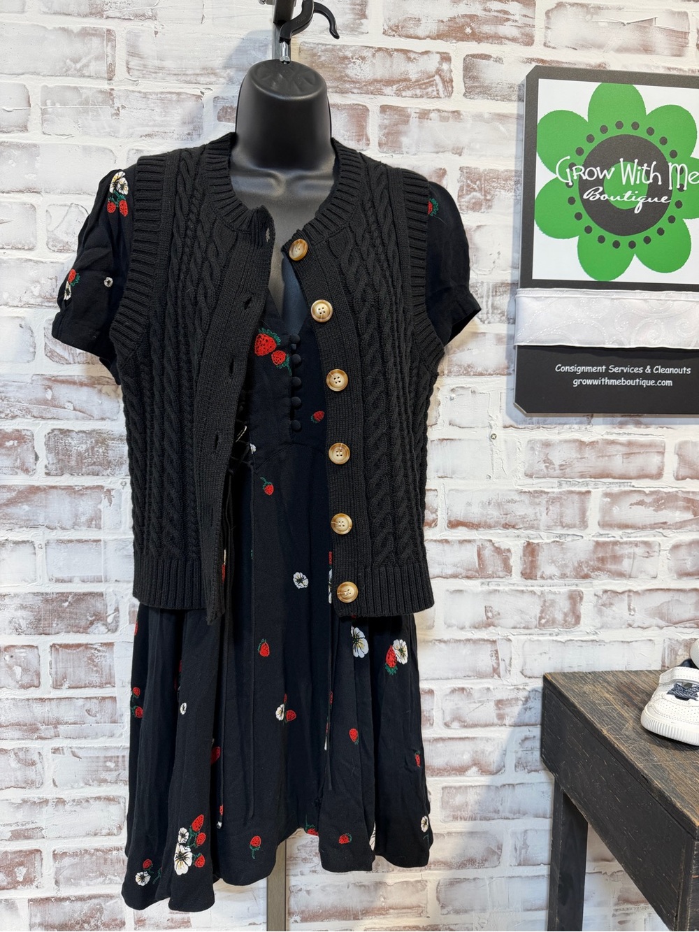 FP Black Strawberry Mini Dress size 2 - Picture 7 of 8